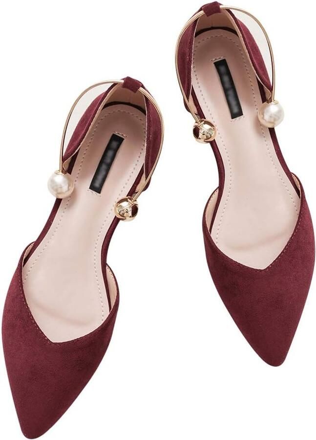 Fluwelen Ballerina's met Spitse Neus Elegante D'orsay Pumps Platte Kledingschoenen