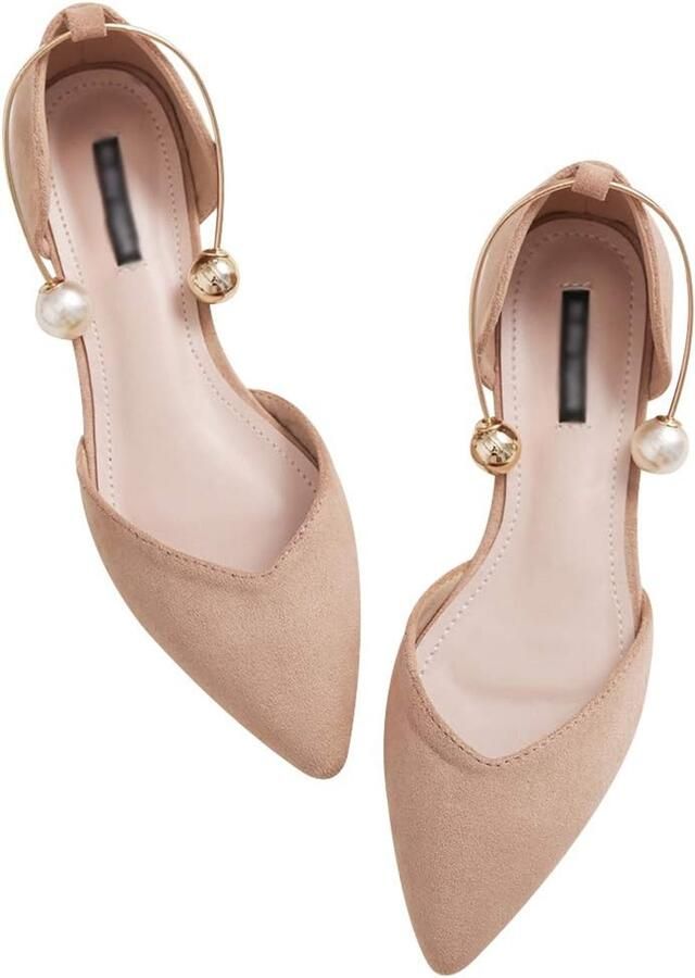 Fluwelen Ballerina's met Spitse Neus Elegante D'orsay Pumps Platte Kledingschoenen