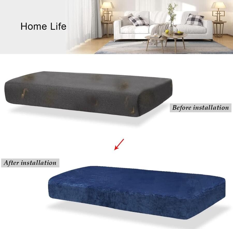 Fluwelen Sofa Zitkussen hoezen Kussenhoes Sofa Kussenhoes Meubelbeschermer Beschermen bank voor bank 3-Zits Fluwelen kussenhoezen voor stoel (3-Zits Donkerblauw)