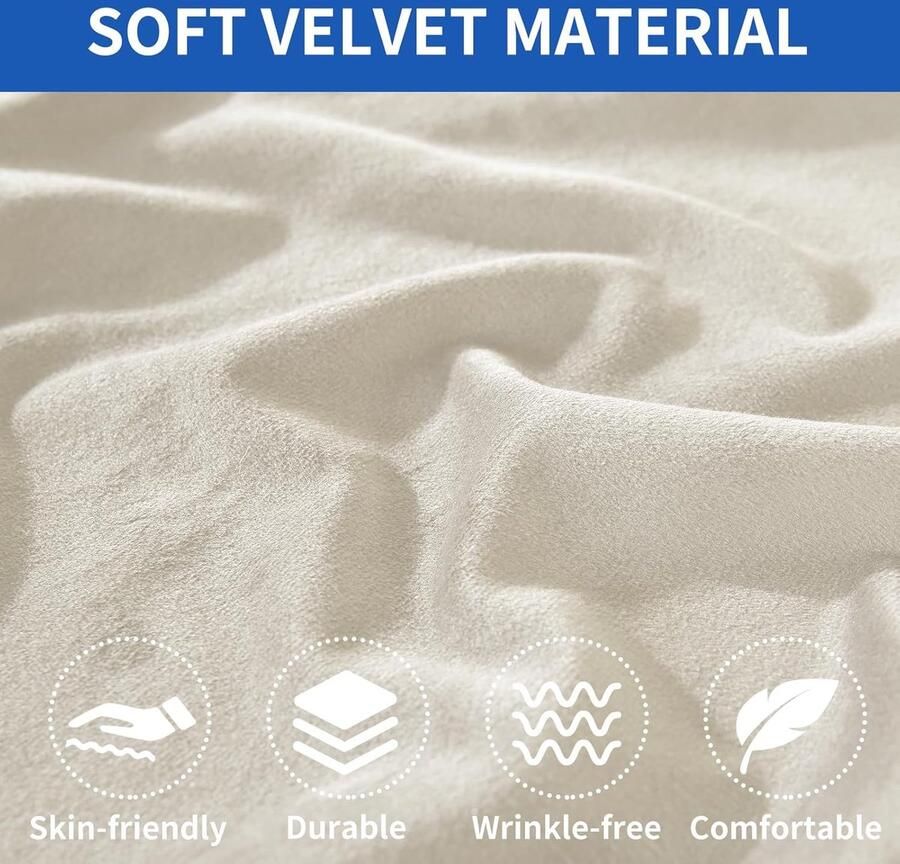 Fluwelen Stretch Sofa Zitkussen Hoezen Universele Elastische Sofa Kussenhoes Antislip Zitkussenbescherming Hoes Voor Bankkussens Sofahoezen Meubelbeschermer (1 Plaats Beige)