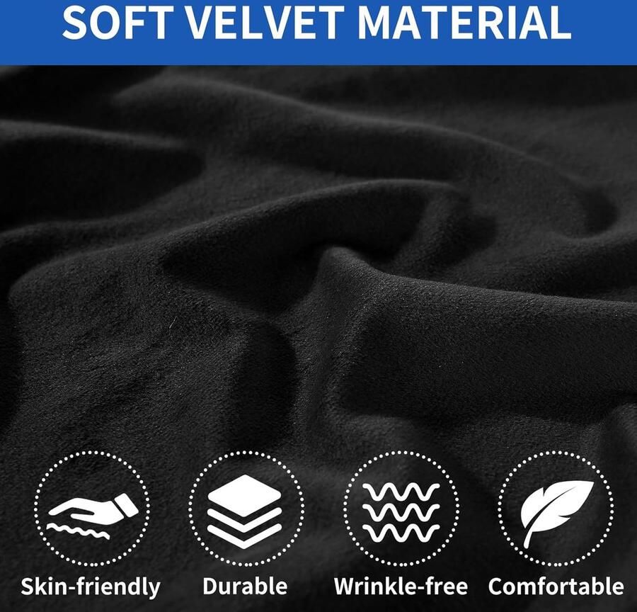 Fluwelen Stretch Sofa Zitkussen Hoezen Universele Elastische Sofa Kussenhoezen L-vormige Zitkussenbescherming Stoelhoes Sofahoezen Meubelbeschermer (Chaiselongue Zwart)
