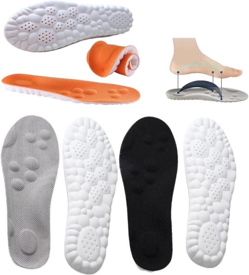 Foam inlegzolen 3 paar sportinlegzolen comfort sport schoeninlegzolen vervangende inlegzolen 4D-inlegzolen orthopedische inlegzolen voor wandelen hardlopen fitness (39-40 mm)