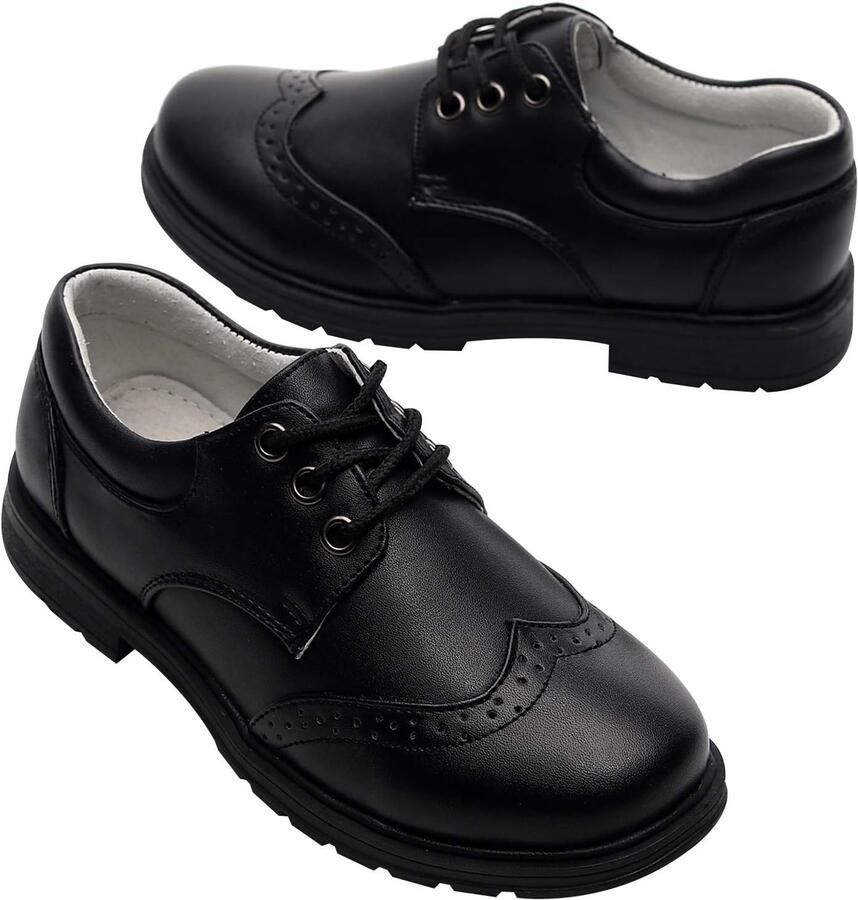 Formele jurk schoolschoenen met ronde neus voor jongens Zwart