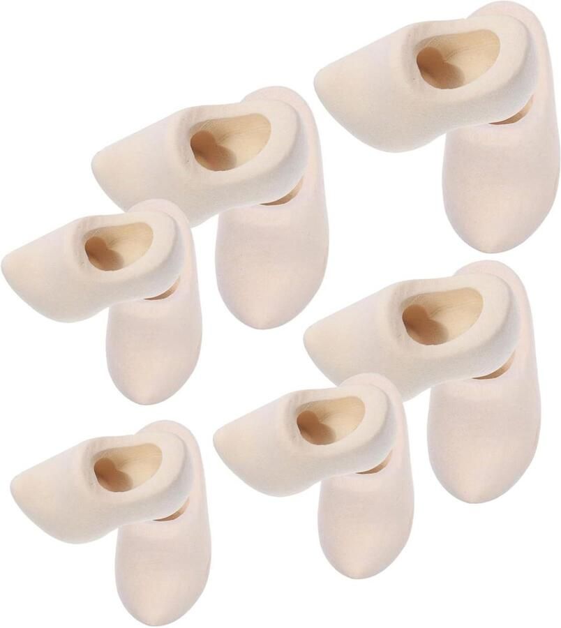 FRCOLOR 6 Pairs Miniature Wooden Clogs Unprocessed Dutch Wood Mini Dollhouse Decoration DIY Paintable Doll Accessories