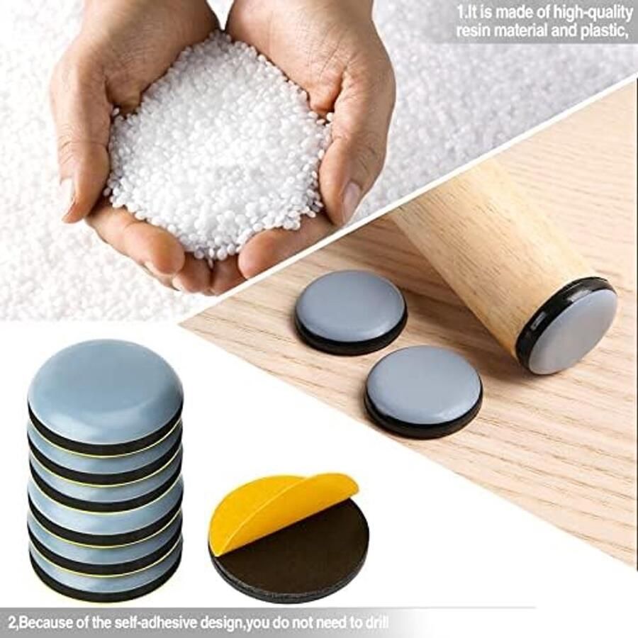 Fun 24 stuks zelfklevende teflon glijplanken vloerbeschermingsset voor Teflon meubelschuivers TM5 TM6 (rond diameter) rond 22 x 5 mm