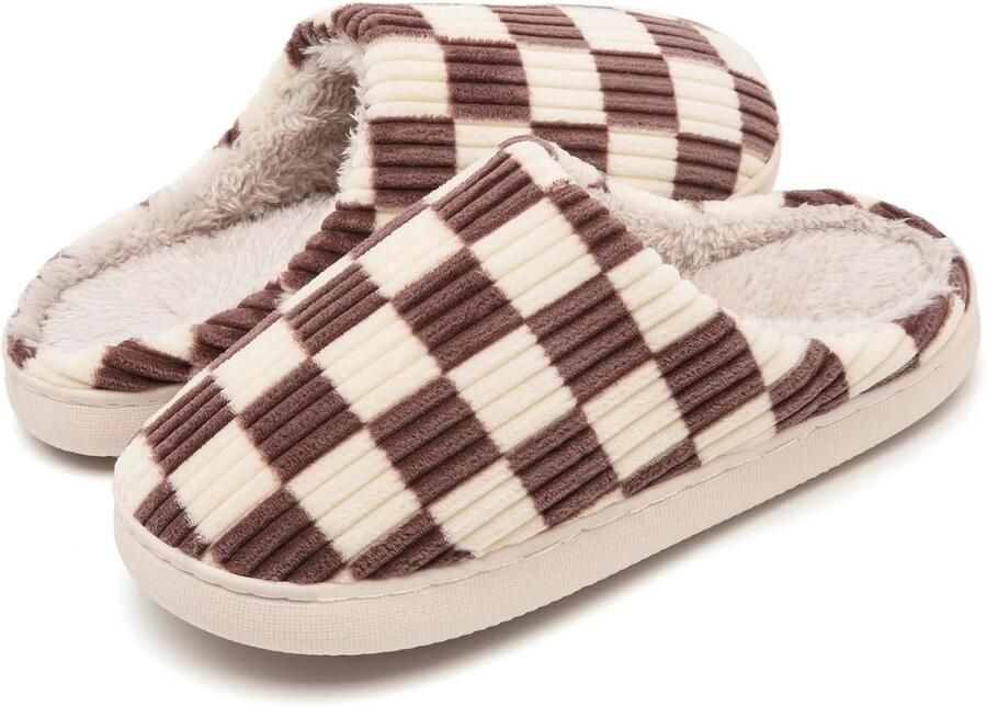 Fuzzy Geheugenschuim Pantoffels voor en Slip-on Anti-Skid Zool Huisslippers