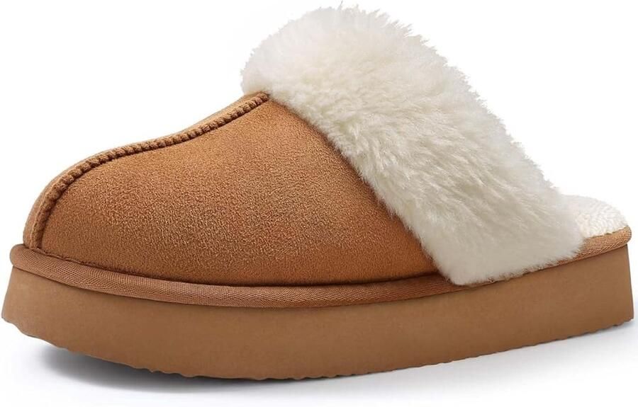 Fuzzy Pantoffels Fluffy Memory Foam Bruin