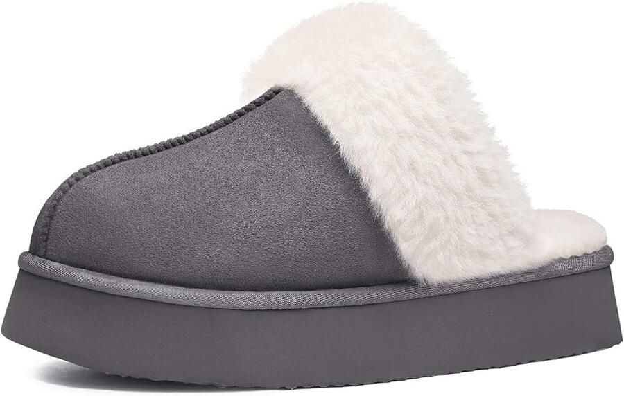 Fuzzy Pantoffels met Geheugenfoam Geschikt voor Binnen en Buiten Grijs