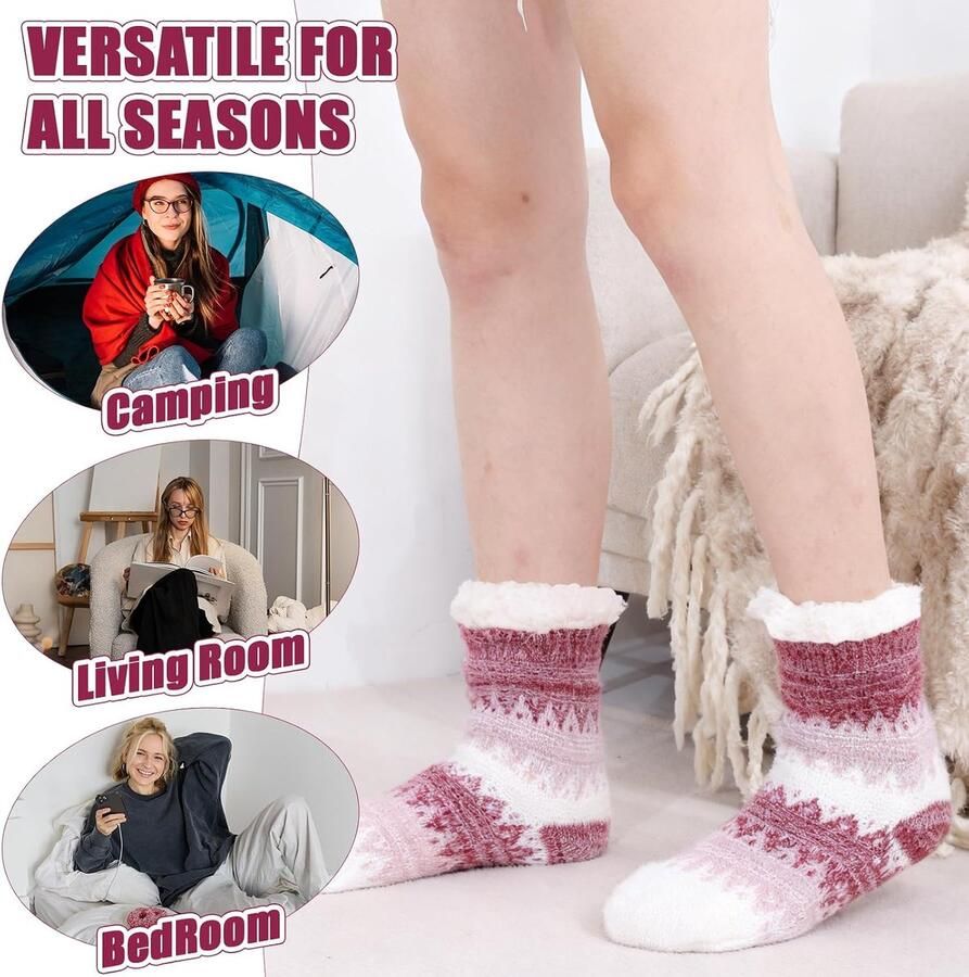 Fuzzy Slipper Grips Sokken pluizige winter warme fleece voering antislip dikke thermische gezellige pluche gebreide bed sokken