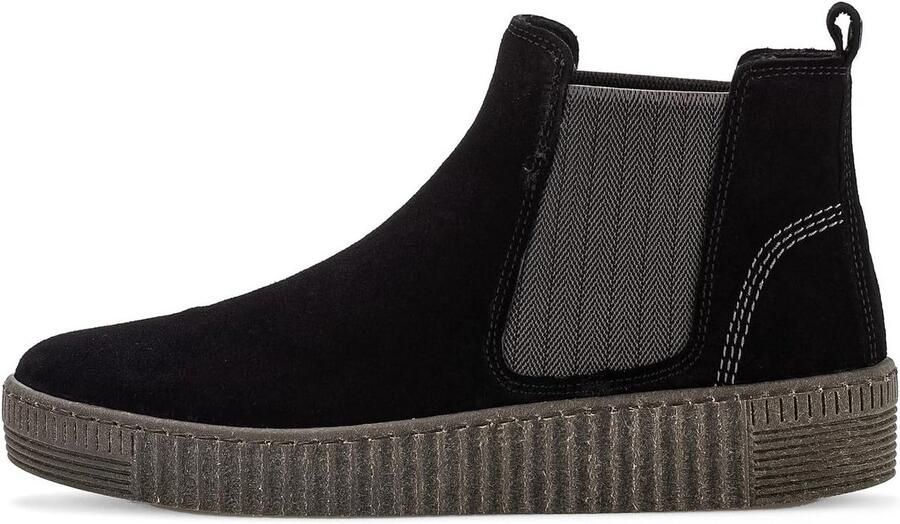 Dames Chelsea Boots Zwart Leer Comfortabele Enkellaarzen
