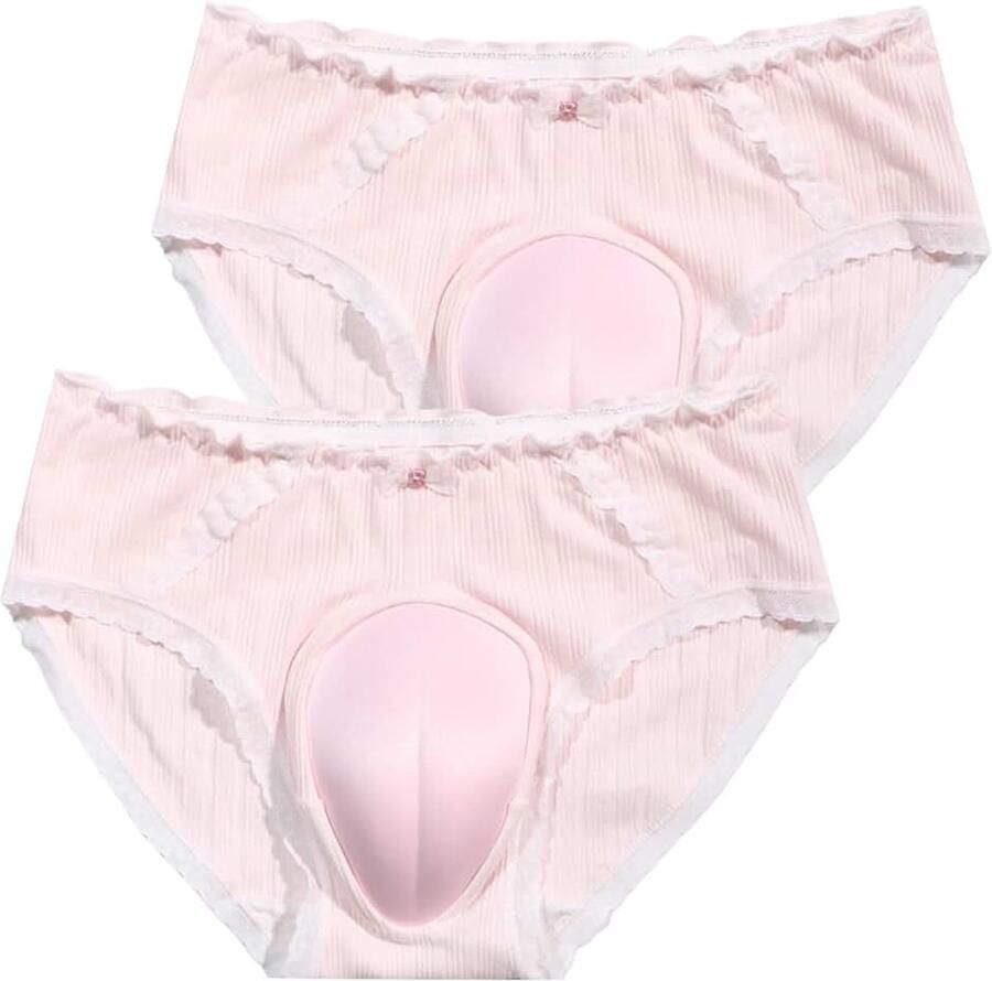 Gaff Panty Crossdresser Verstopte brief set van 2 kanten slips transgender stretch ondergoed oversized Sissy slip EU S-L (Azië M-XL)