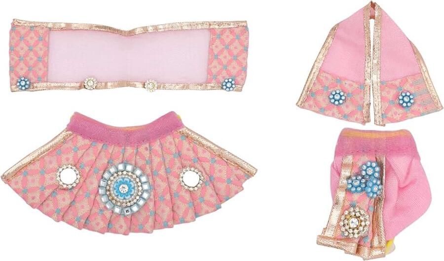Ganesh Dress vastra Poshak Cloth Lehenga Chunari Dhoti Puja Item samgari Radha Krishna Dress Laxmi Ganesh Durga Devi Idol Statues Indian Traditional Navratri Festival 2)(Light Pink)