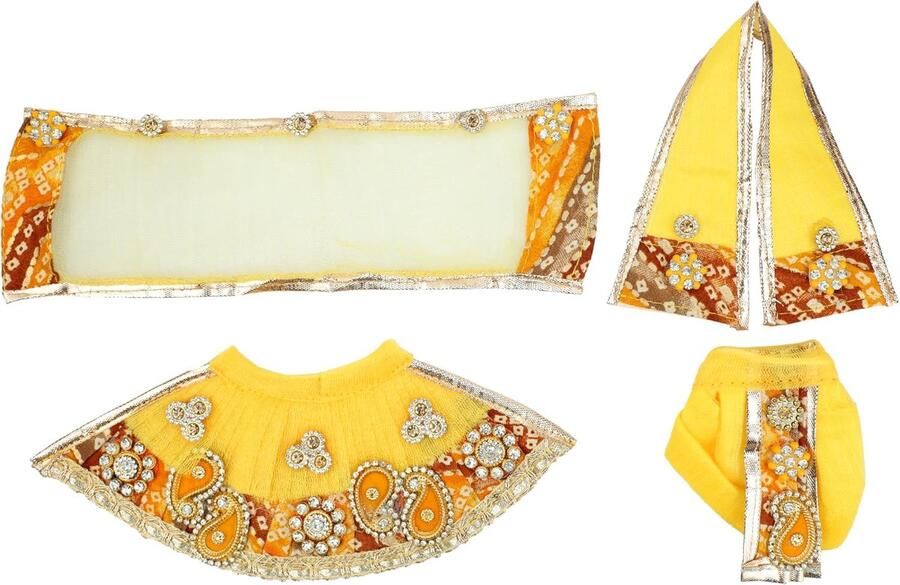 Ganesh jurk vastra poshak doek Lehenga Chunari Dhoti Puja item samgari Radha Krishna jurk voor Laxmi Ganesh Durga Devi beeldje standbeelden Indiase traditionele festivaldecoratie