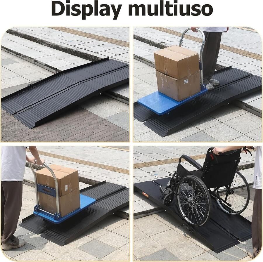 Gardhom Rolstoelhelling opvouwbaar voor trappen 183 x draagvermogen 362 kg rolstoelhelling antislip