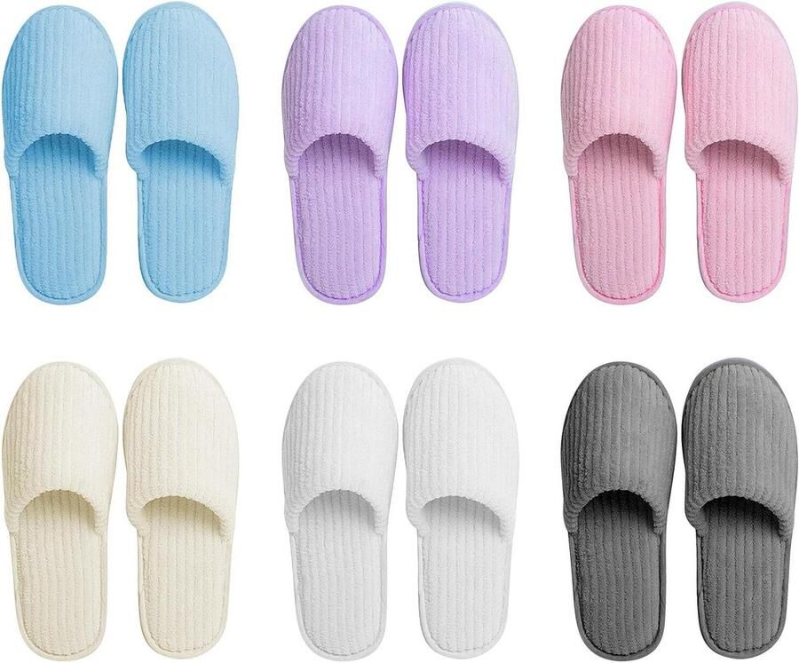 Gasten Slippers Hotel Pantoffels Comfortabel Ontvangen Antislip Zolen 6 Paar Grijs