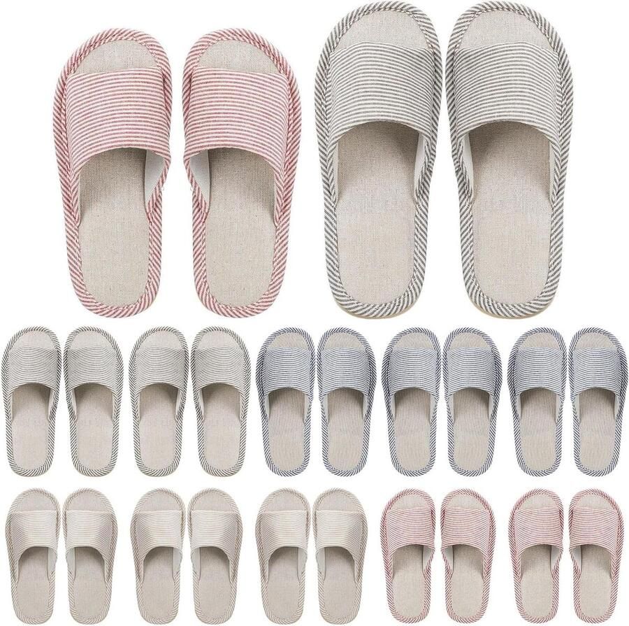 Gasten Slippers Huis Slippers Spa Comfortabel Verblijf Open Teen Ontwerp 12 Paren Meerdere Kleuren
