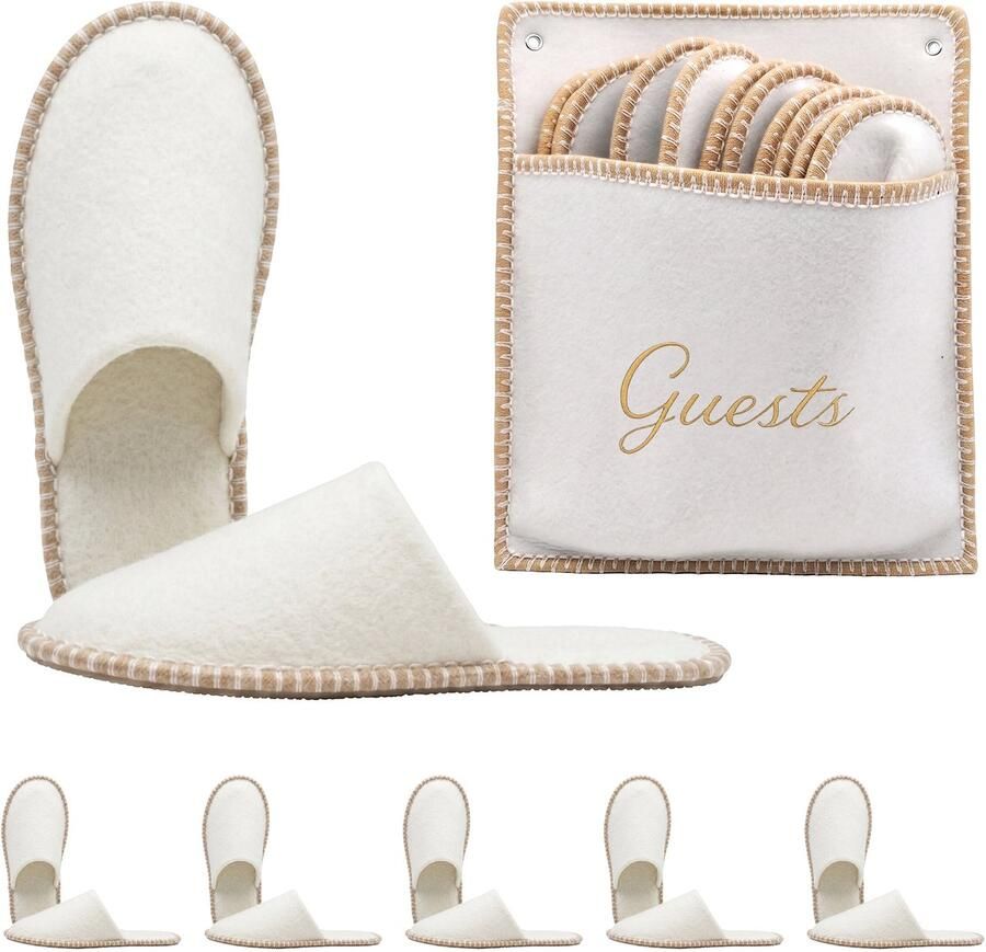 Pantoffels 6 paar guests 36-45 vilt beige