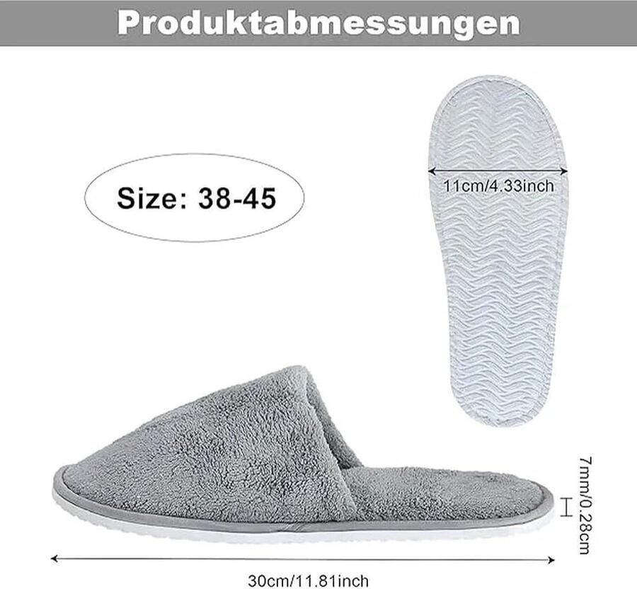 Gastenpantoffels set van 2 wasbare pantoffels met 7 mm EVA-zool
