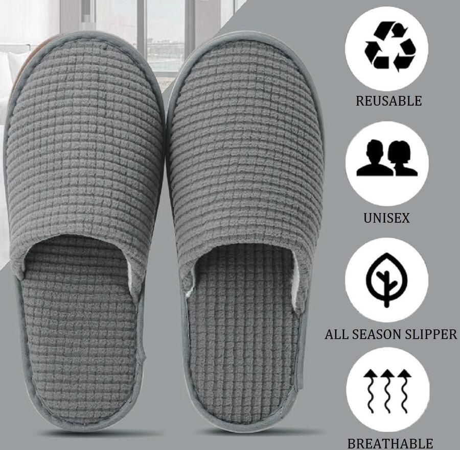 Gastenslippers spa-pantoffels zachte hotelpantoffels koraalfleece kant chius slipper draagbaar uniseks antislip voor hotel spa thuis reizen