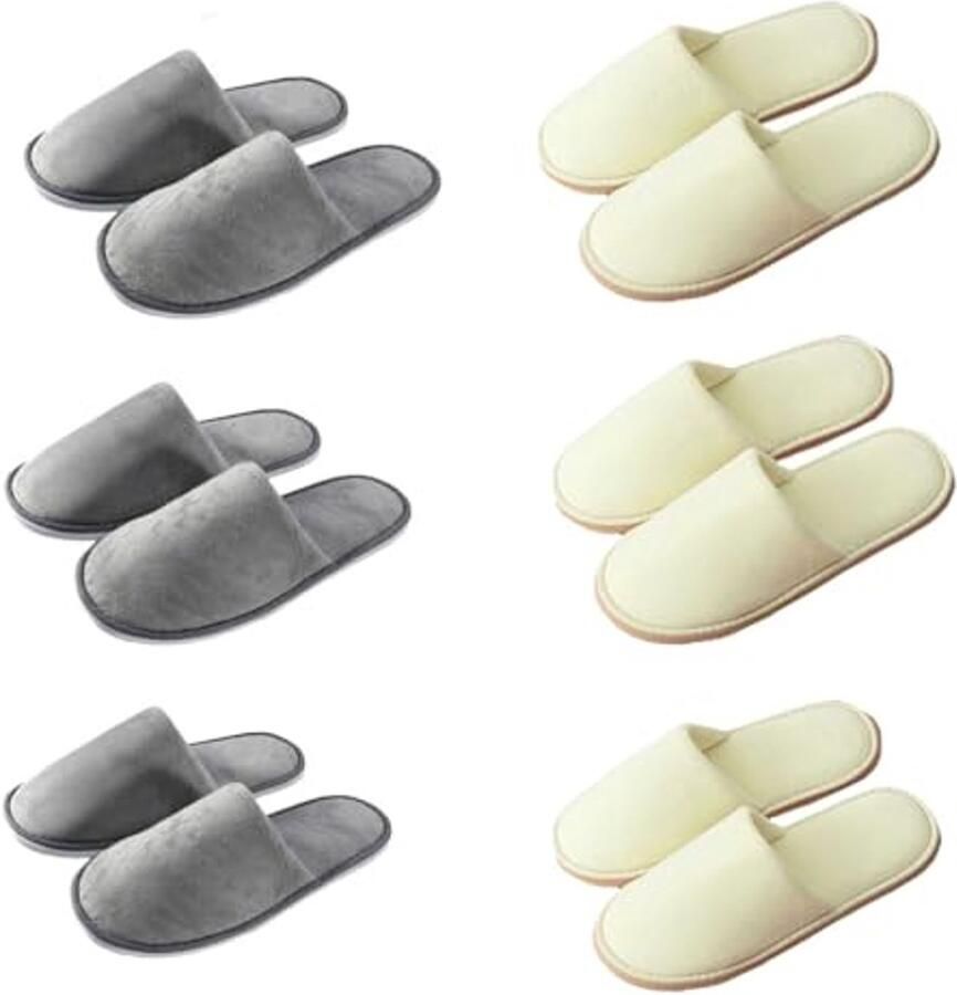 Gastpantoffels Set Sloffen Thuis Gebruik Wasbaar En Antislip 4 Paar Grijs