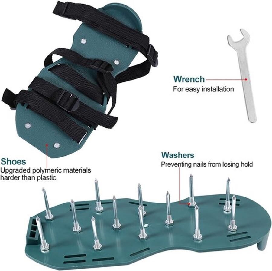 Gazonbeluchter-sandalen Spike-gras Robuuste verstelbare riemen Ventilatie Voor gazon Groen Model Gunite Yard 1 paar