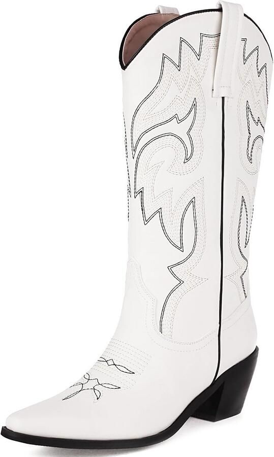 Geborduurde Cowboy Laarzen voor Vrouwen Mid Kalf Cowgirl Boots