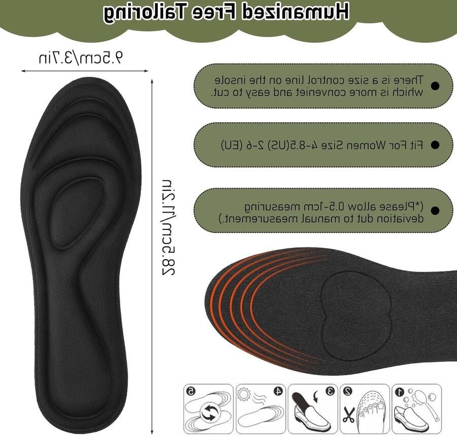 Geheugenfoam inlegzolen voor en Comfortabele schoeninlegzolen voor sneakers slippers en laarzen met schokabsorptie en ondersteuning