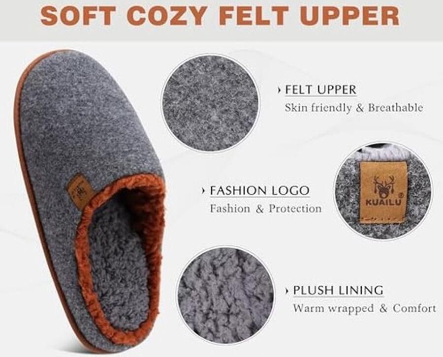 Geheugenfoam Slippers voor Mannen Comfortabele Pluche Voering