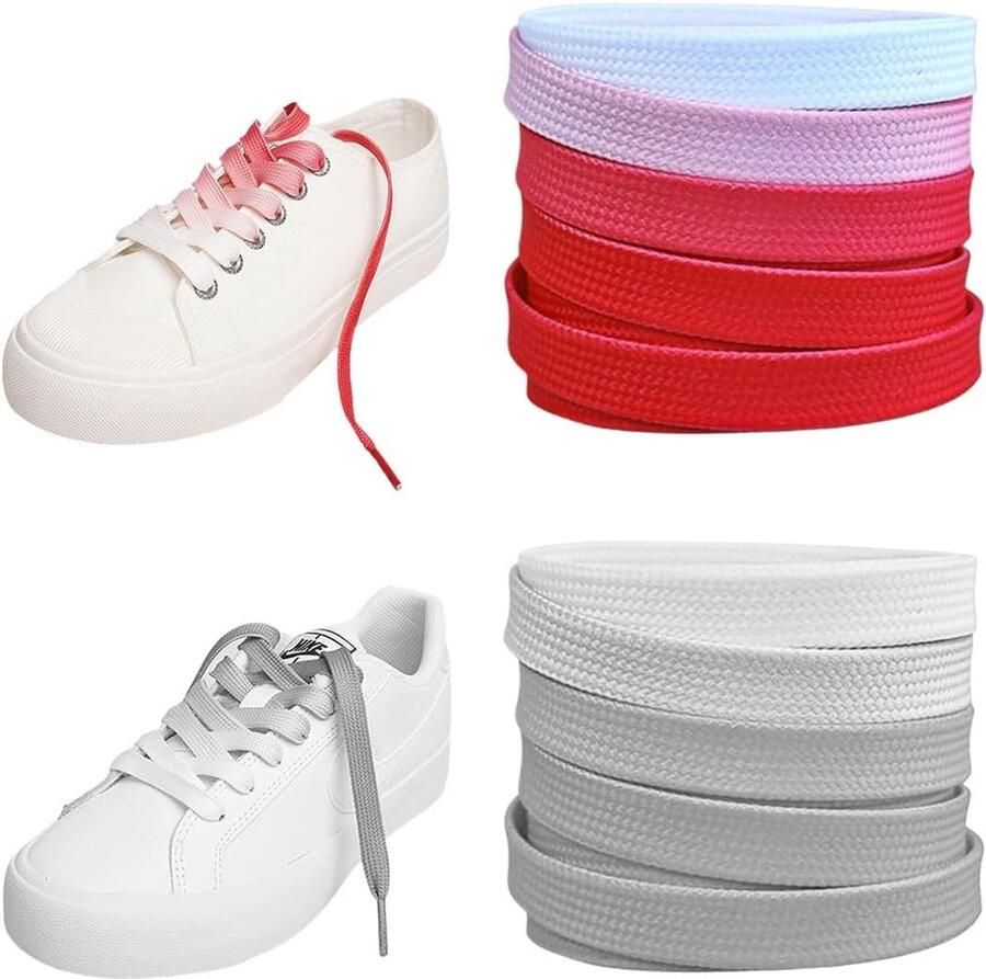 Gekleurde veters met kleurverloop voor sportschoenen lang en 8 mm breed