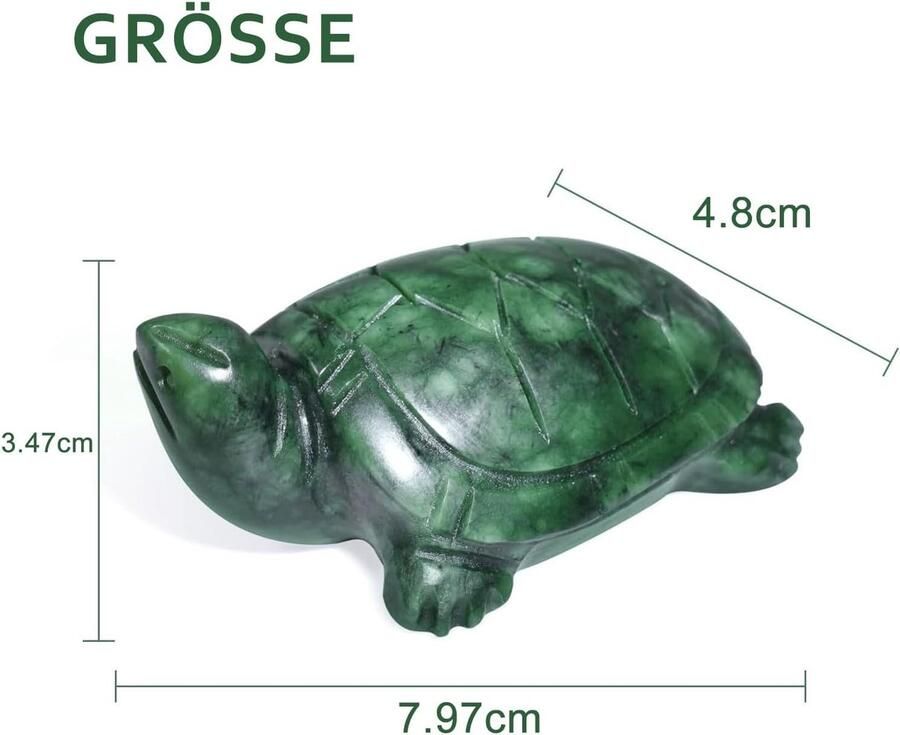 Gemshan Jade schildpad standbeeld natuurlijke jade edelsteen schattige dierlijke sculptuur voor een levensduur en geluk (groen 1)