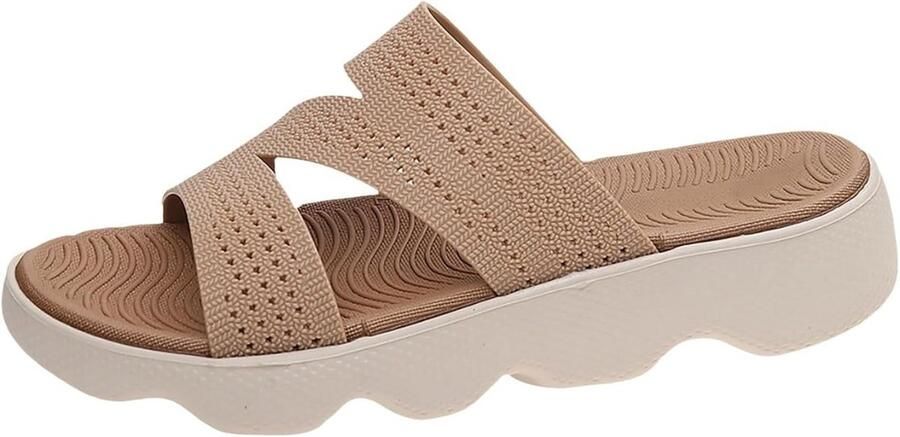 Generiek Dames Sandalen Zomer Open Teen Slippers Ademend Met Opengewerkte Bovenkant Gekruiste Bandjes Platformzool Dik Reliëf Lichtgewicht Schoeisel voor Buiten Strand Huis
