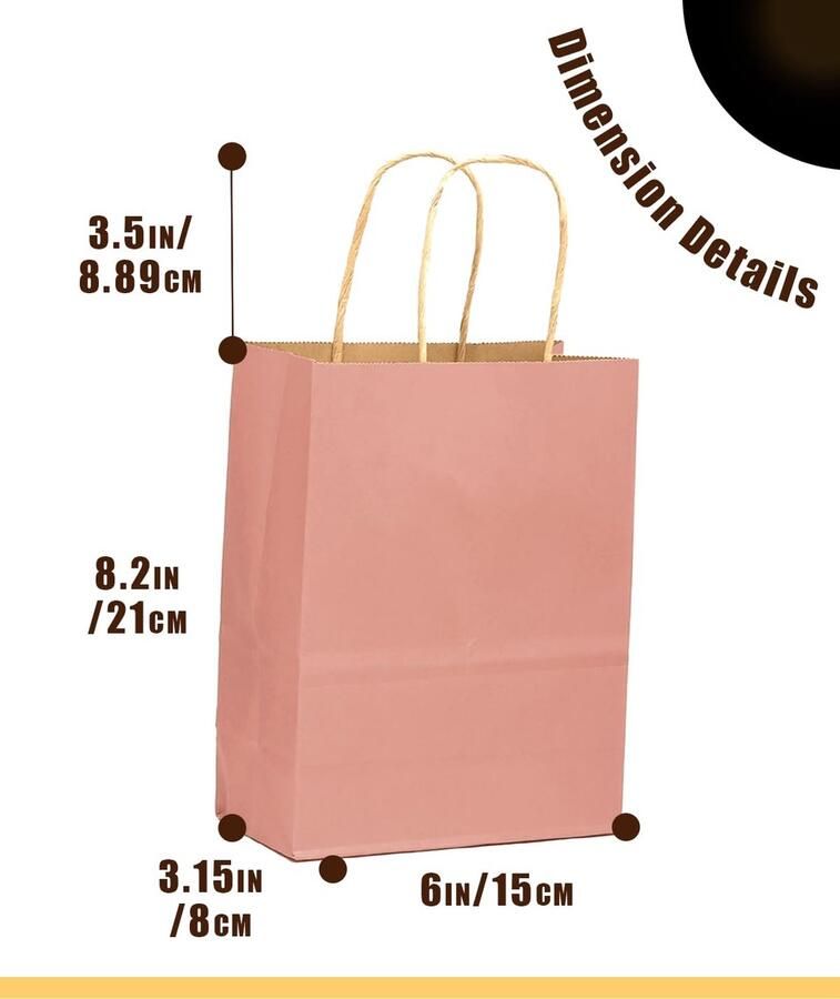 Geschenkzakjes met handgrepen 21 x 15 x lichtroze kleine geschenkzakjes voor meerdere toepassingen (klein formaat) voor bruiloft babyshower en verjaardag