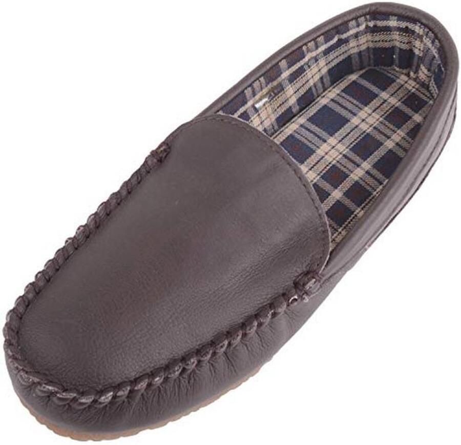 Gesloten-teen Heren Slippers van Echt Leder met Tartan Binnenvoering