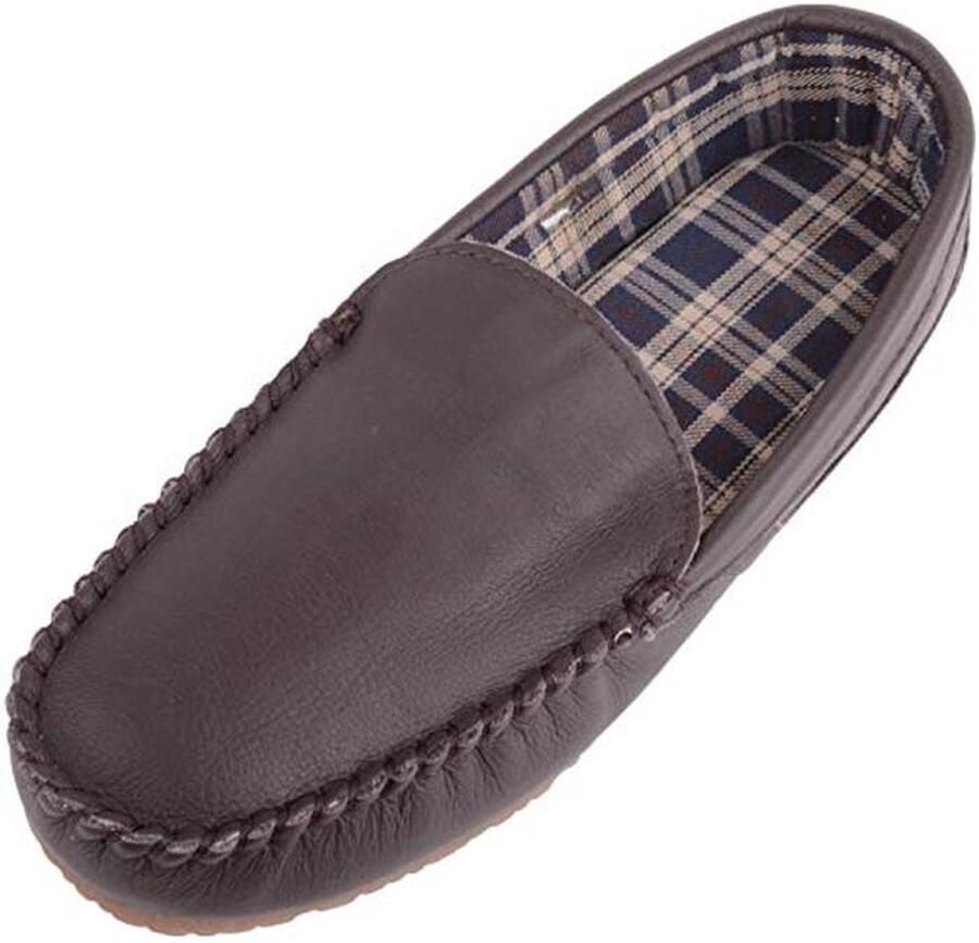Gesloten-teen Heren Slippers van Echt Leder met Tartan Binnenvoering