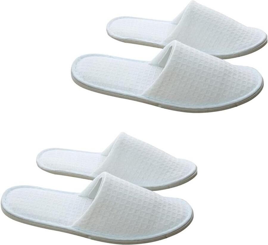 Gesloten Teen Slippers Spa Slippers Hotel Gasten Voorzien Witte Platte Slippers 2 Paar Wit