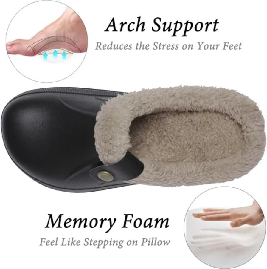 Gevoerde Clogs voor en Waterdichte Winterpantoffels Warm Pluche Antislip Outdoor