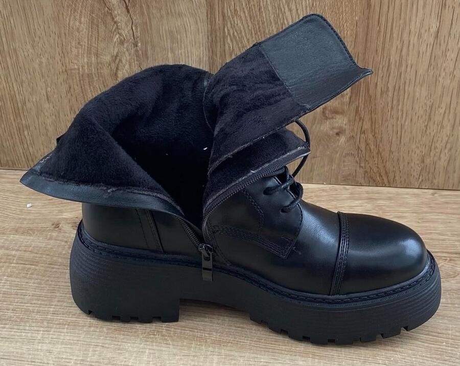 Gevoerde Enkellaarzen Dames met Veters Blokhak Herfst & Winter