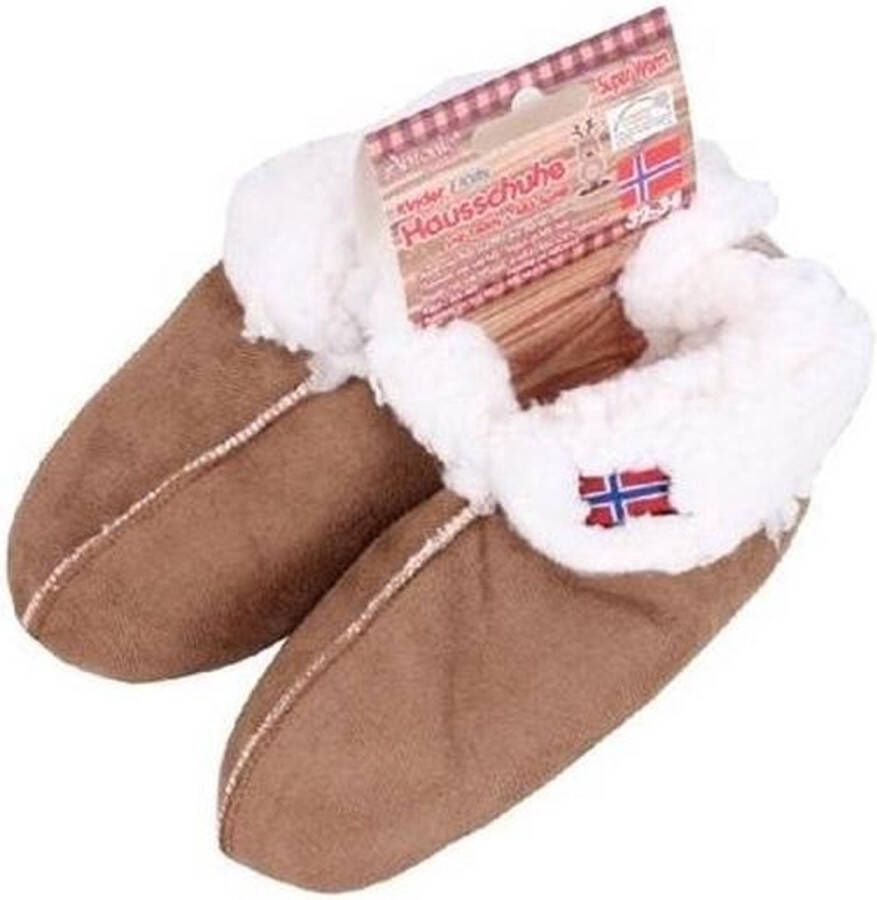 Merkloos Sans marque Gevoerde pantoffels sloffen bruin voor kinderen