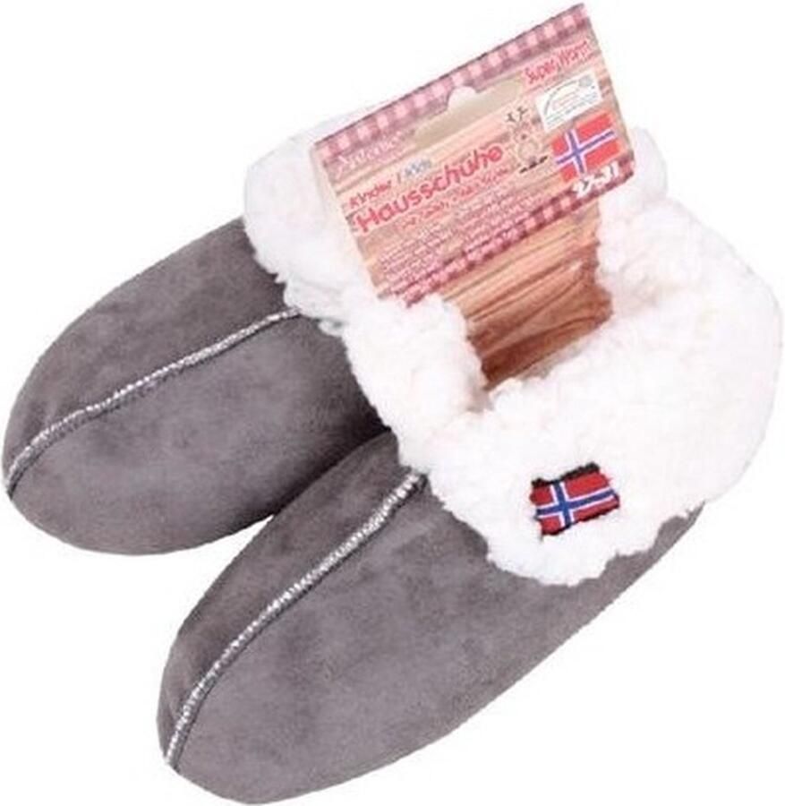 Gevoerde pantoffels sloffen grijs voor kinderen