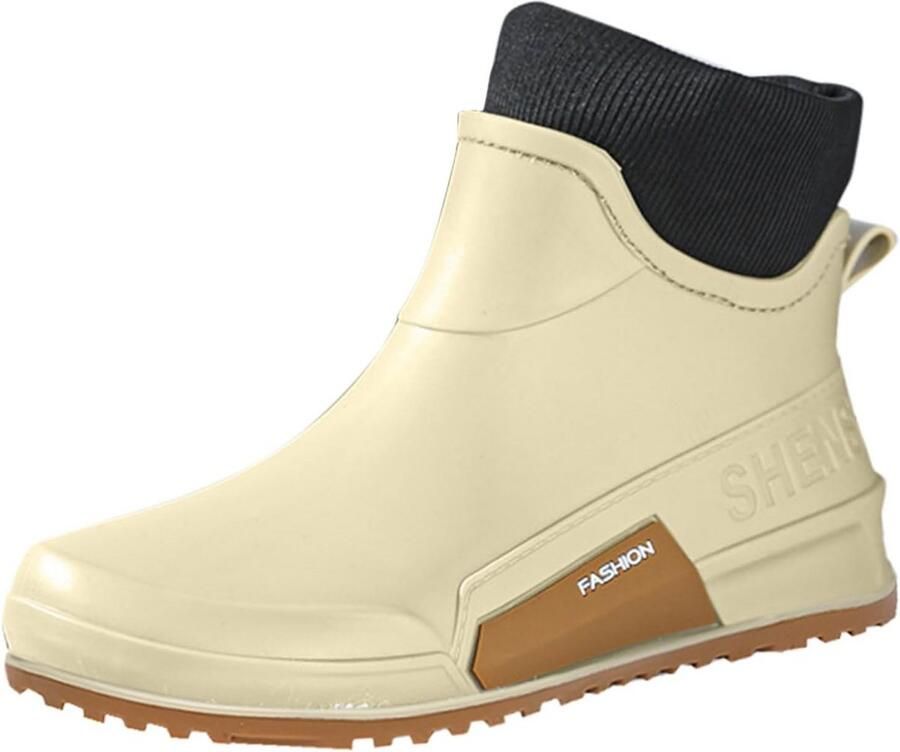 Gevoerde Rubberen Regenlaarzen voor Heren Waterdicht en Warm Tuinwerklaarzen