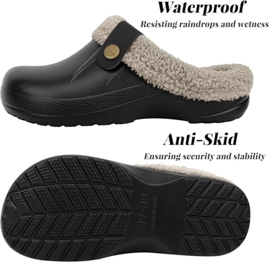 Gevoerde waterdichte winterpantoffels voor en Antislip pluche clogs warm en comfortabel