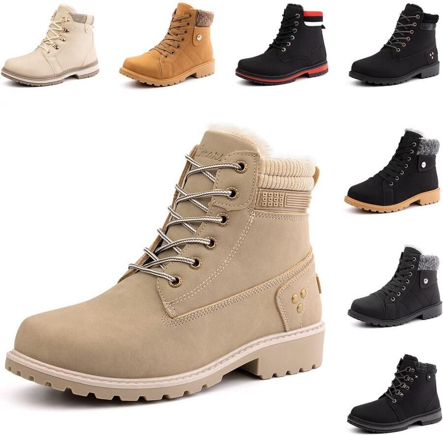 Gevoerde Winterlaarzen Dames Comfortabele Korte Laarzen met Antislip Zool Verkrijgbaar in Zwart Bruin en Roze