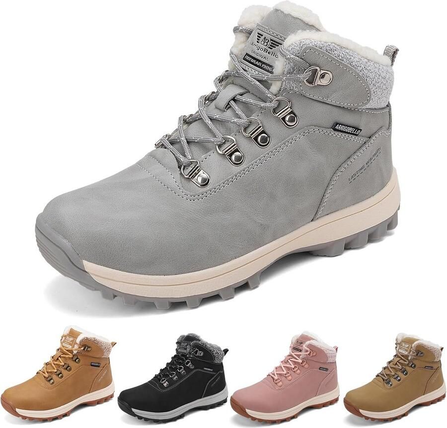 Gevoerde Winterlaarzen Dames Warm Enkelhoge Wandelschoenen voor Buiten en Werk )