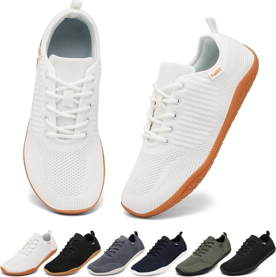 Geweo Barefoot Schoenen Sportschoenen Sneakers Fitnessschoenen Hardloopschoenen Ade d Knit Textiel Platte Zool -Wit - Foto 1