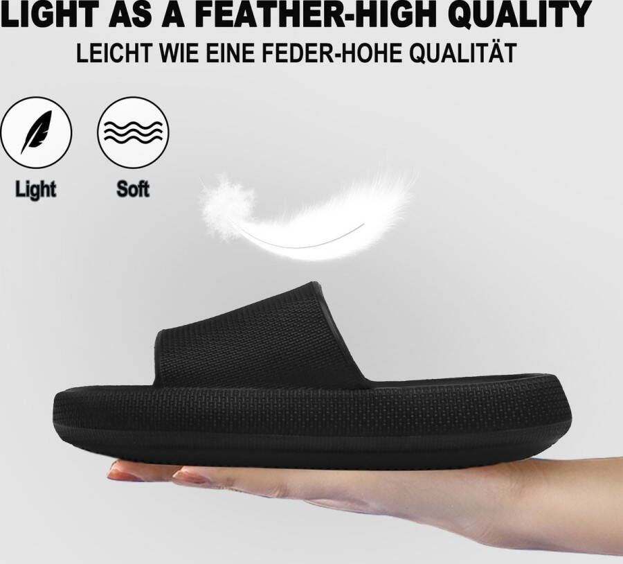 Geweo Slippers EVA Badslippers Unisex Verdikte Lichtgewicht Super Zacht aan je Voeten Anti-Slip en Stevig Voetbed Anti-lawaai Zwart - Foto 7
