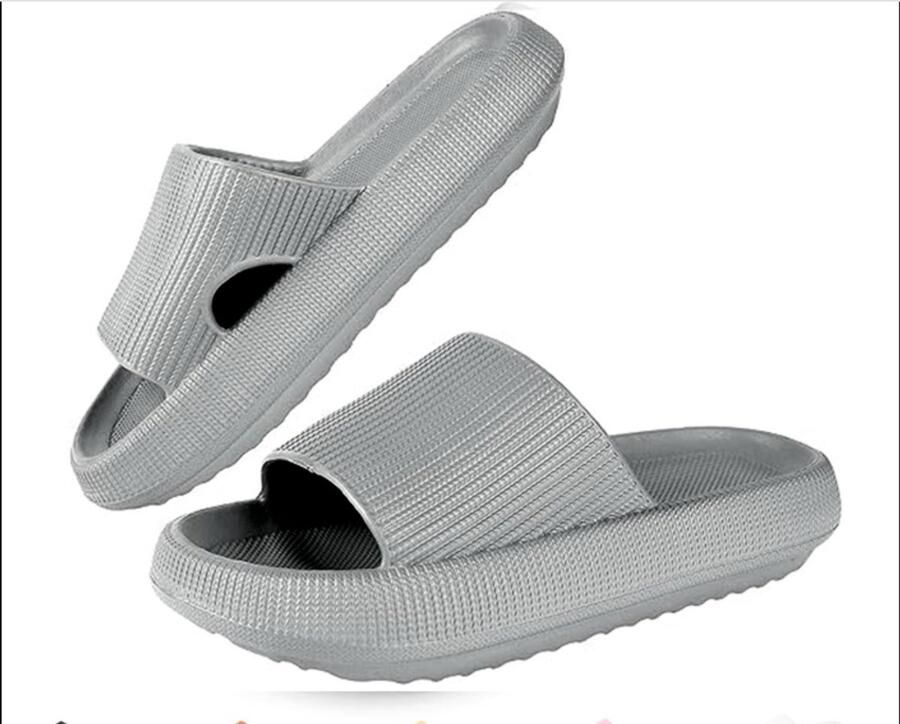 Geweo Slippers EVA Badslippers Unisex Verdikte Lichtgewicht Super Zacht aan je Voeten Anti-Slip en Stevig Voetbed Anti-lawaai Donker Grijs - Foto 4