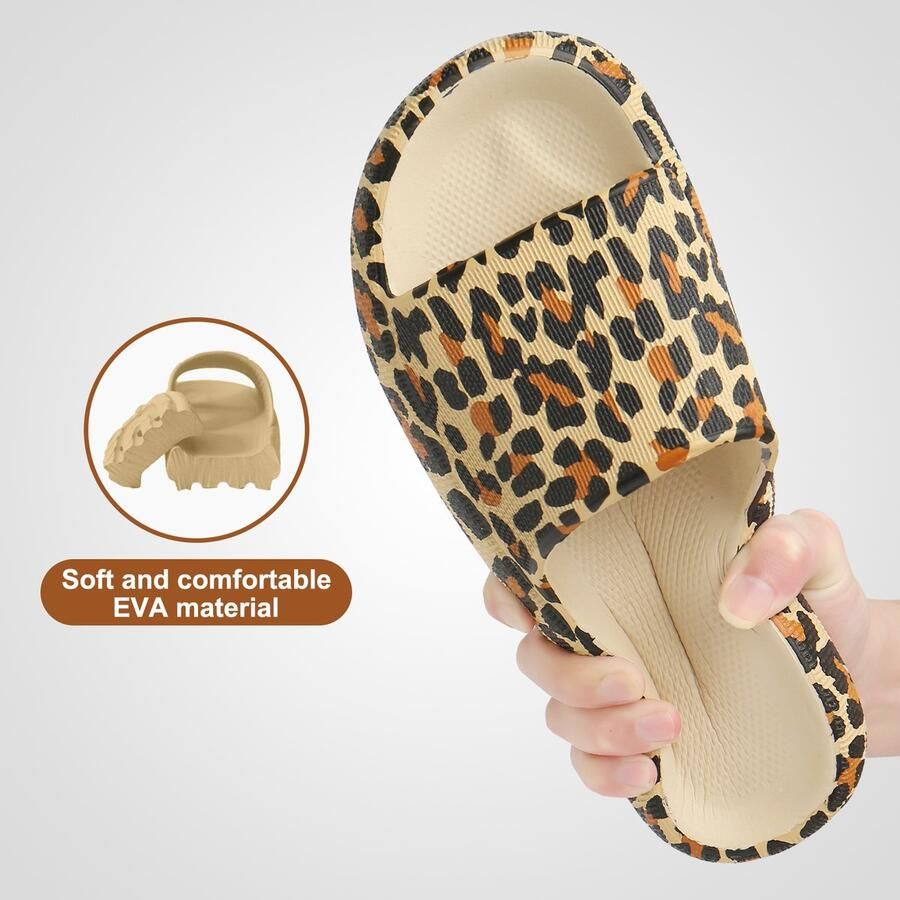 Geweo Slippers EVA Badslippers Unisex Verdikte Lichtgewicht Super Zacht aan je Voeten Anti-Slip en Stevig Voetbed Anti-lawaai Luipaard print - Foto 2