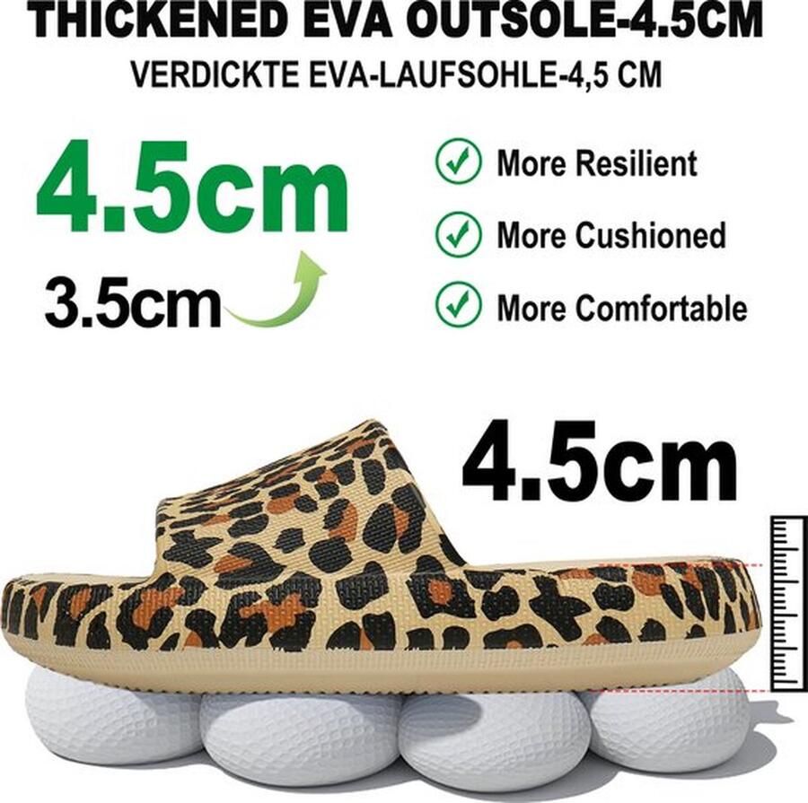 Geweo Slippers EVA Badslippers Unisex Verdikte Lichtgewicht Super Zacht aan je Voeten Anti-Slip en Stevig Voetbed Anti-lawaai Luipaard print - Foto 6