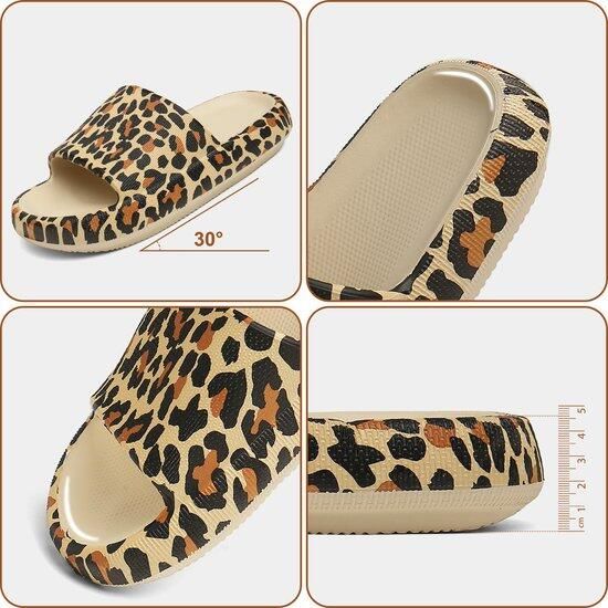 Geweo Slippers EVA Badslippers Unisex Verdikte Lichtgewicht Super Zacht aan je Voeten Anti-Slip en Stevig Voetbed Anti-lawaai Luipaard print - Foto 12