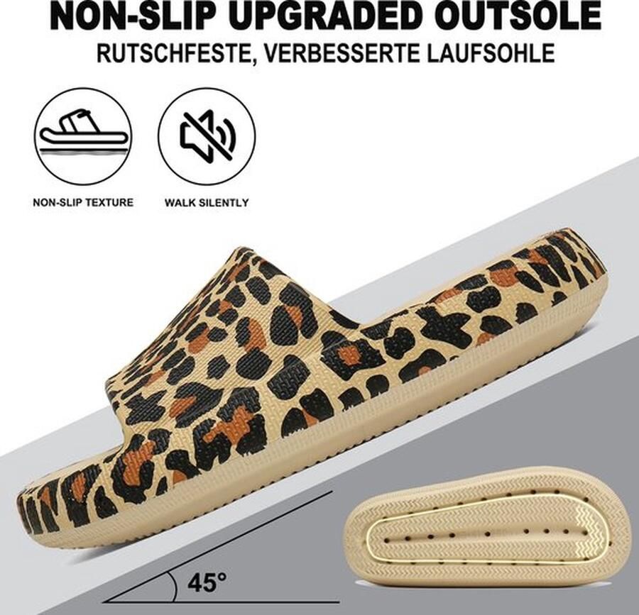 Geweo Slippers EVA Badslippers Unisex Verdikte Lichtgewicht Super Zacht aan je Voeten Anti-Slip en Stevig Voetbed Anti-lawaai Luipaard print - Foto 9